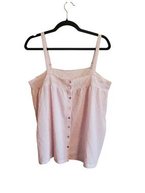 Laura Ashley Y2K Front Button Lace Eyelet Cami Top XL
